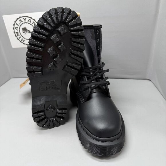 Dr. Martens 27032 Women Mono Vegan Leather Combat Boots Black Lace Up Size 5 NEW - Picture 8 of 11